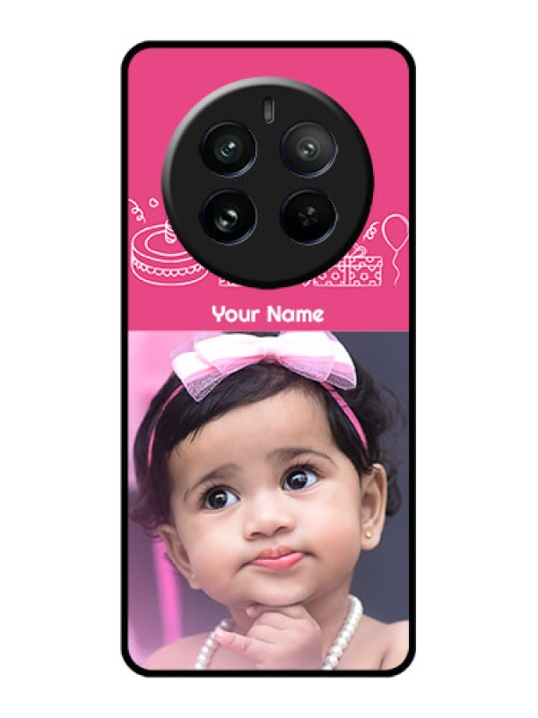 Custom Realme 12 Pro 5G Custom Glass Phone Case - With Birthday Line Art Design