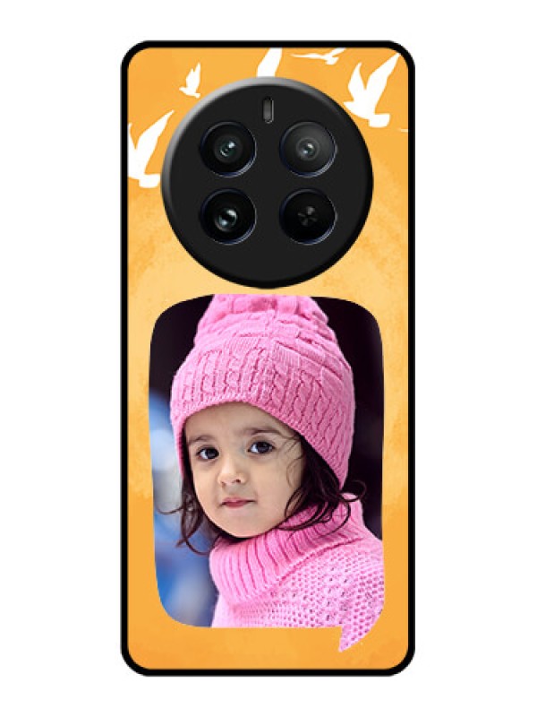 Custom Realme 12 Pro 5G Custom Glass Phone Case - Water Color Design With Bird Icons