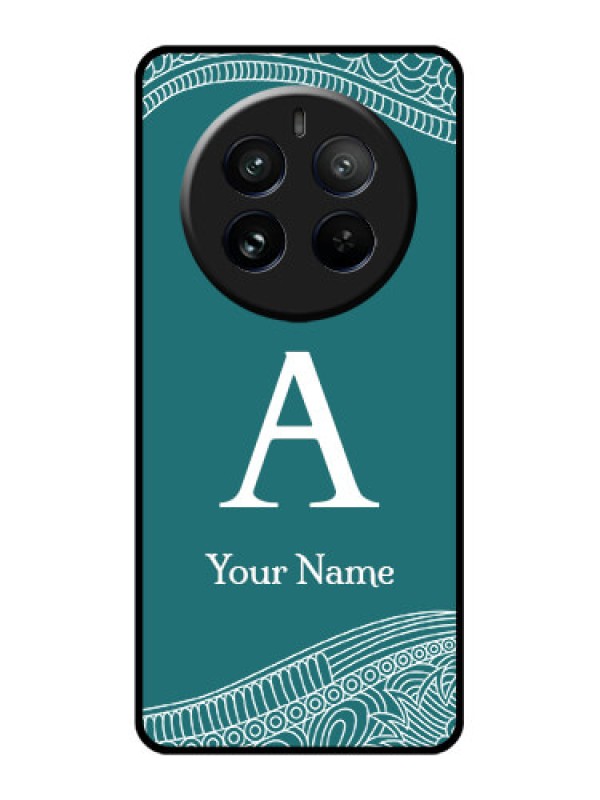 Custom Realme 12 Pro 5G Custom Glass Phone Case - Line Art Pattern With Custom Name Design
