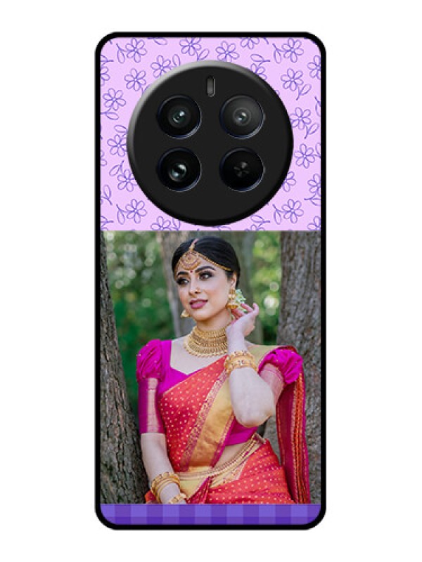 Custom Realme 12 Pro Plus 5G Custom Glass Phone Case - Purple Floral Design
