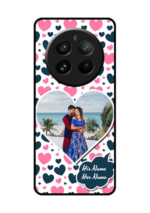 Realme 12 Pro Plus 5G Custom Glass Phone Case - Pink & Blue Heart Design