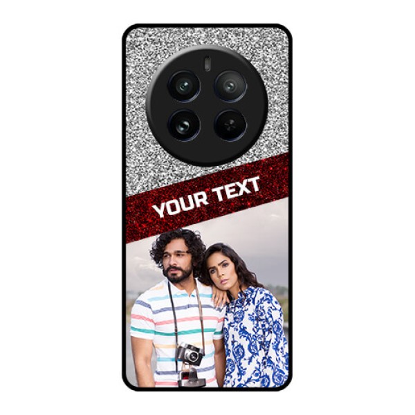 Realme 12 Pro Plus 5G Custom Glass Phone Case - Image Holder With Glitter Strip Design Realme 12 Pro Plus 5G Custom Glass Phone Case - Image Holder With Glitter Strip Design