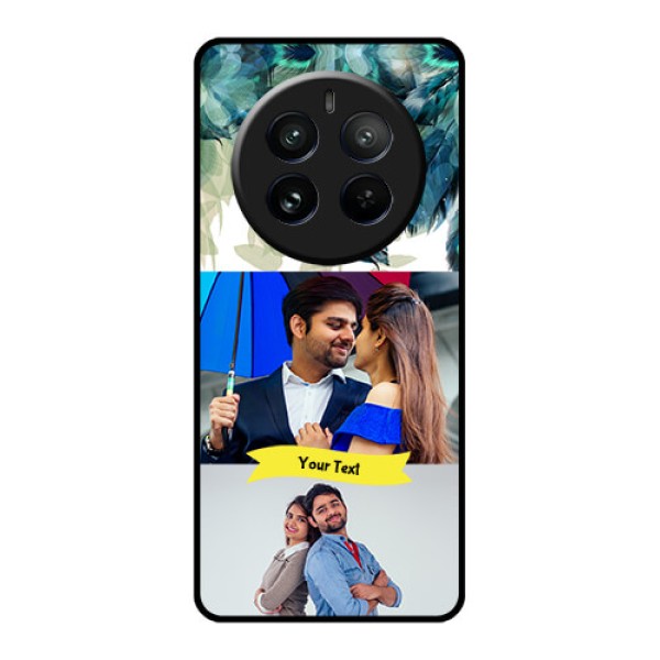 Realme 12 Pro Plus 5G Custom Glass Phone Case - Image With Boho Peacock Feather Design Realme 12 Pro Plus 5G Custom Glass Phone Case - Image With Boho Peacock Feather Design