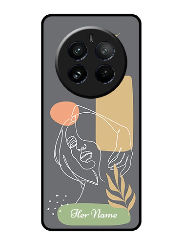 Custom Realme 12 Pro Plus 5G Custom Glass Phone Case - Gazing Woman Line Art Design