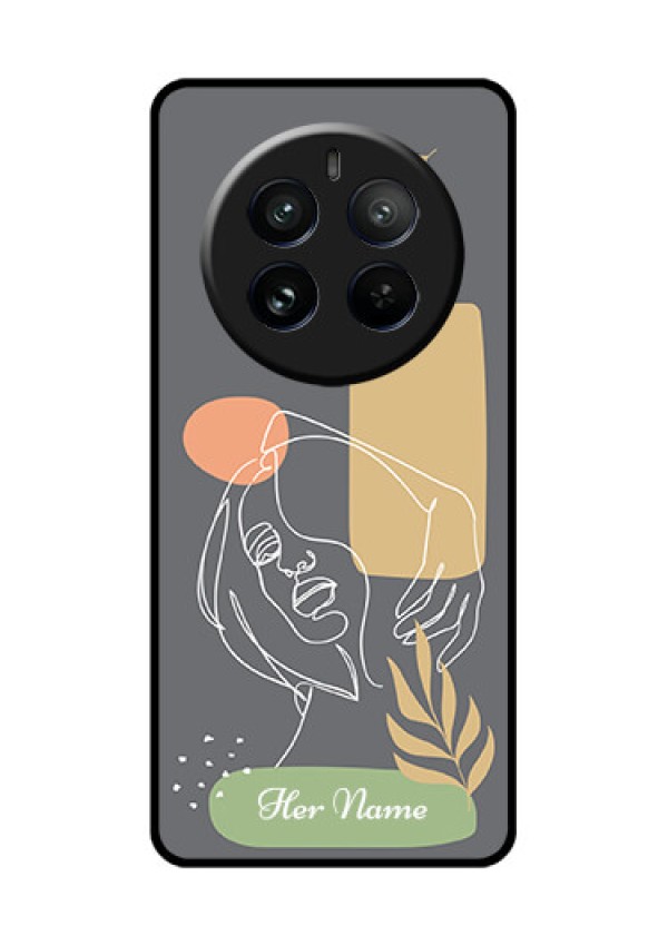 Realme 12 Pro Plus 5G Custom Glass Phone Case - Gazing Woman Line Art Design