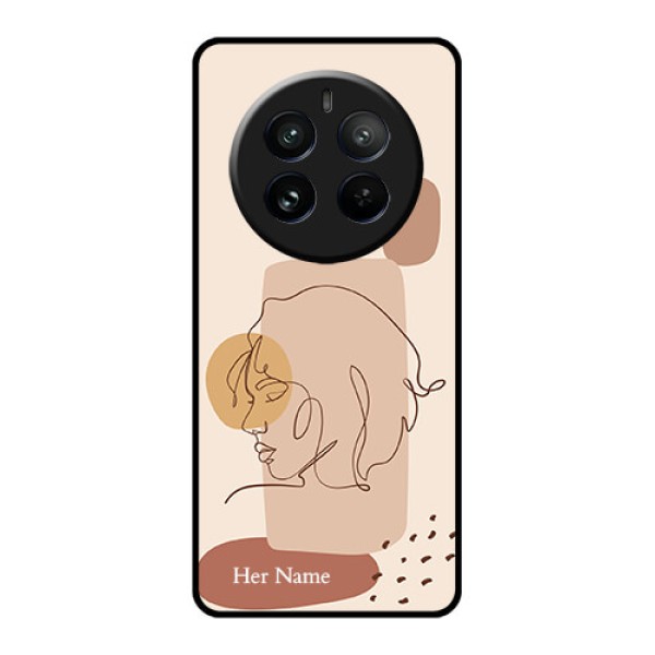 Realme 12 Pro Plus 5G Custom Glass Phone Case - Calm Woman Line Art Design Realme 12 Pro Plus 5G Custom Glass Phone Case - Calm Woman Line Art Design