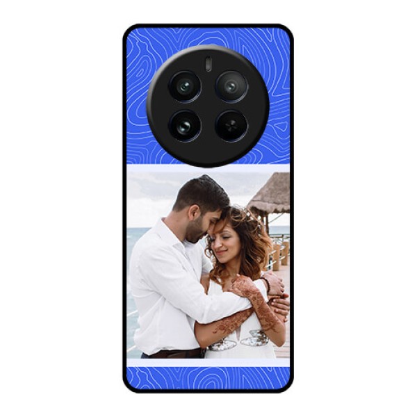 Realme 12 Pro Plus 5G Custom Glass Phone Case - Curved Line Art With Blue And White Design Realme 12 Pro Plus 5G Custom Glass Phone Case - Curved Line Art With Blue And White Design
