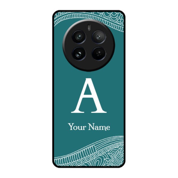 Realme 12 Pro Plus 5G Custom Glass Phone Case - Line Art Pattern With Custom Name Design Realme 12 Pro Plus 5G Custom Glass Phone Case - Line Art Pattern With Custom Name Design