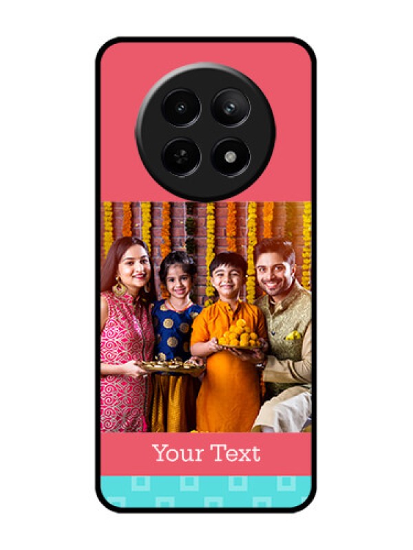 Custom Realme 12X 5G Custom Glass Phone Case - Peach & Blue Color Design