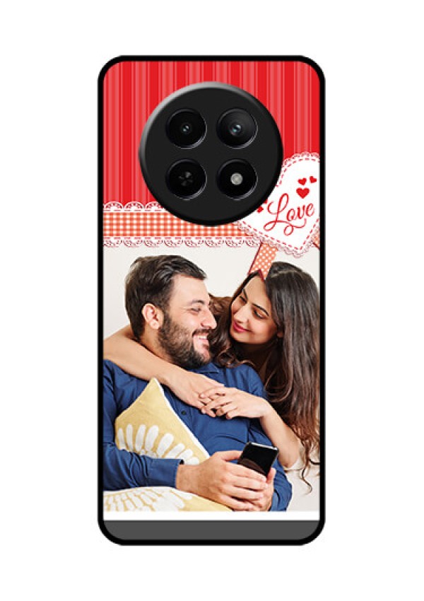 Realme 12X 5G Custom Glass Phone Case - Red Love Pattern Design