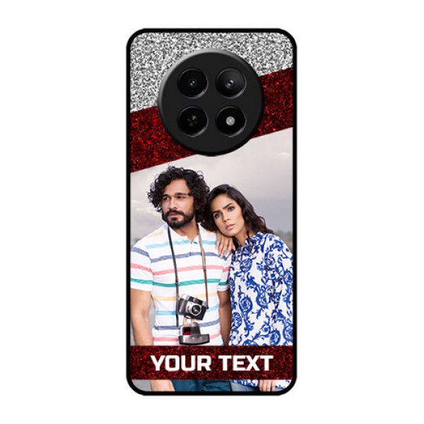Realme 12X 5G Custom Glass Phone Case - Image Holder With Glitter Strip Design Realme 12X 5G Custom Glass Phone Case - Image Holder With Glitter Strip Design