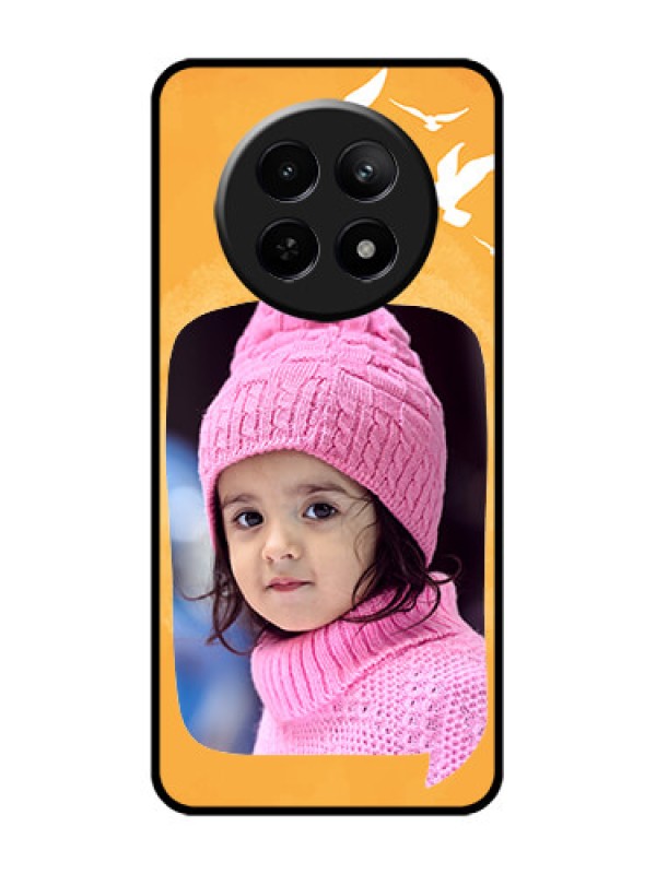 Custom Realme 12X 5G Custom Glass Phone Case - Water Color Design With Bird Icons