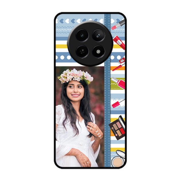 Realme 12X 5G Custom Glass Phone Case - Makeup Icons Design