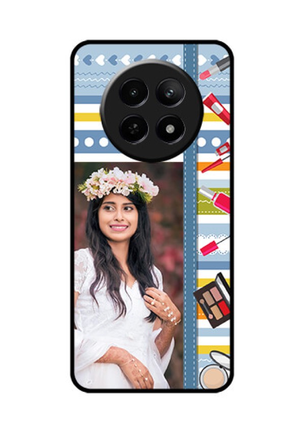 Realme 12X 5G Custom Glass Phone Case - Makeup Icons Design