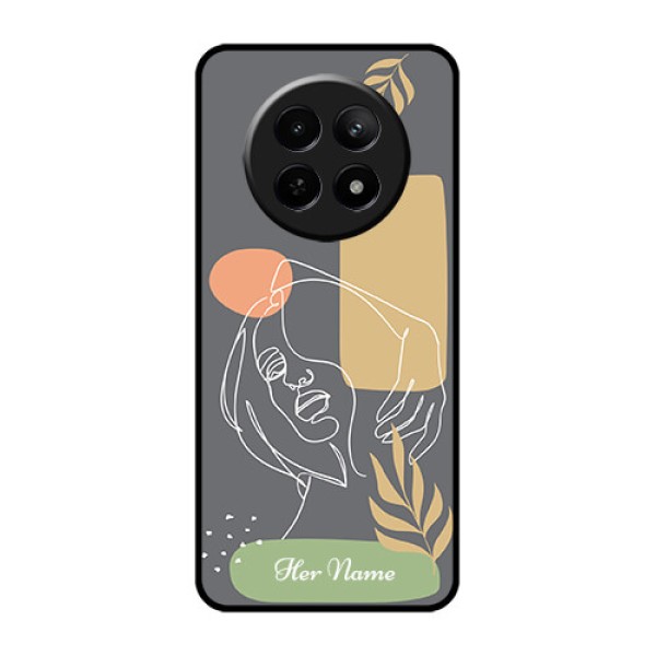 Realme 12X 5G Custom Glass Phone Case - Gazing Woman Line Art Design Realme 12X 5G Custom Glass Phone Case - Gazing Woman Line Art Design