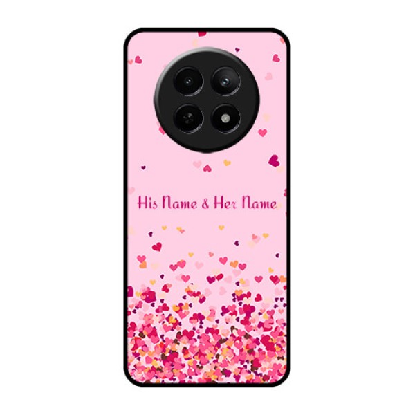 Realme 12X 5G Custom Glass Phone Case - Floating Hearts Design