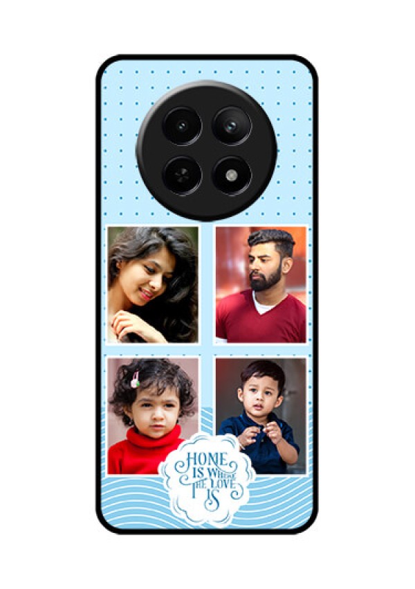 Realme 12X 5G Custom Glass Phone Case - Cute Love Quote With 4 Pic Upload Design
