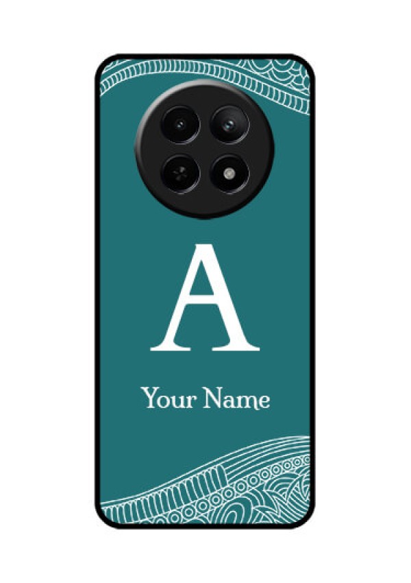 Realme 12X 5G Custom Glass Phone Case - Line Art Pattern With Custom Name Design