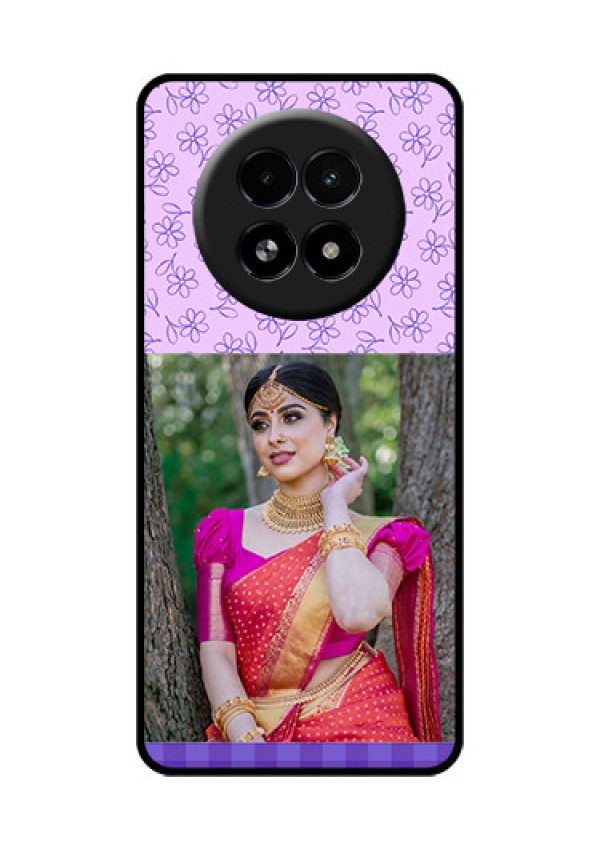 Realme 13 5G Custom Glass Phone Case - Purple Floral Design