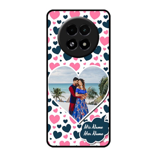 Realme 13 5G Custom Glass Phone Case - Pink and Blue Heart Design