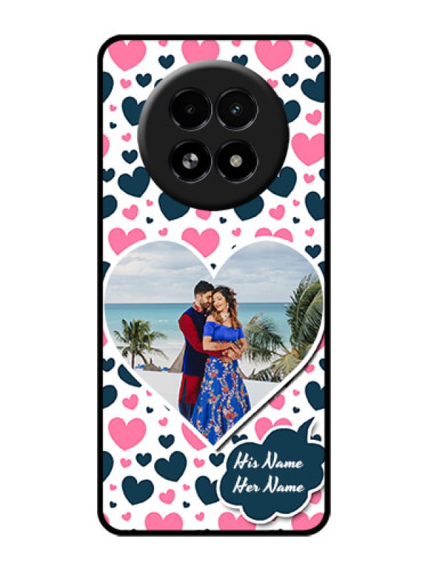 Custom Realme 13 5G Custom Glass Phone Case - Pink and Blue Heart Design