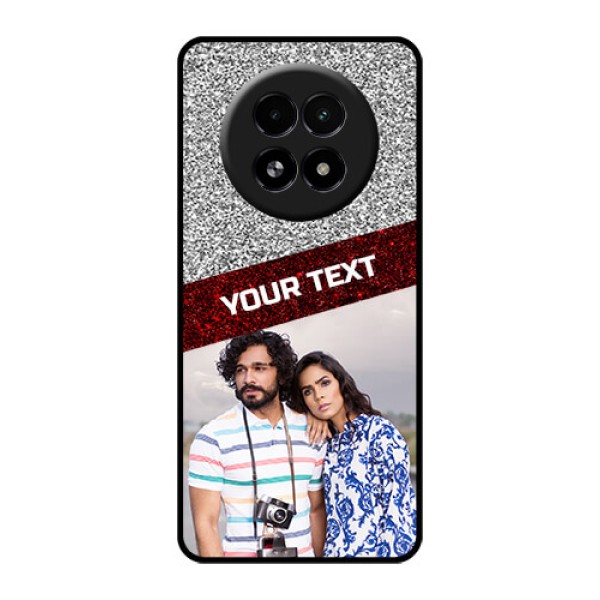 Realme 13 5G Custom Glass Phone Case - Image Holder With Glitter Strip Design Realme 13 5G Custom Glass Phone Case - Image Holder With Glitter Strip Design