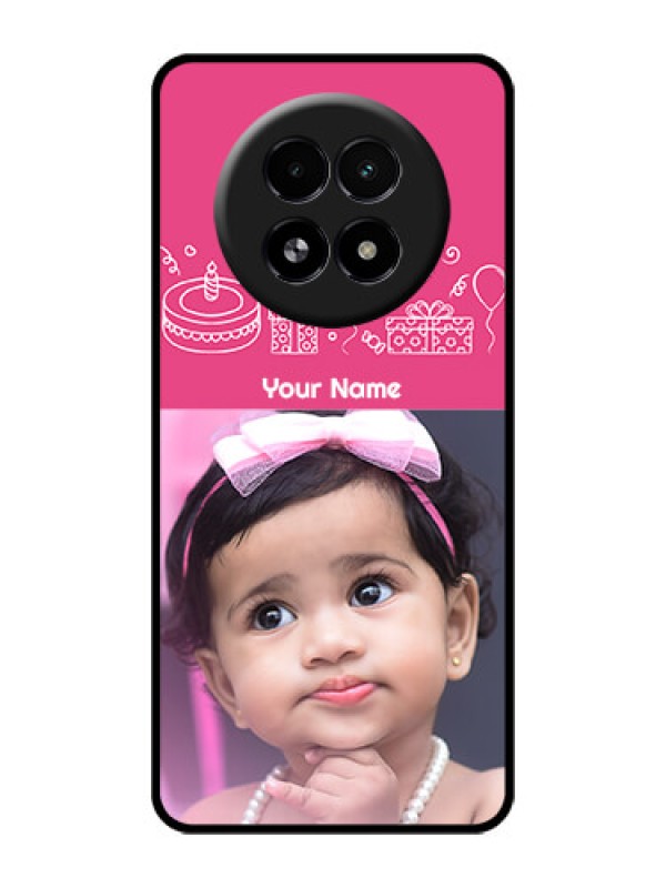 Custom Realme 13 5G Custom Glass Phone Case - With Birthday Line Art Design