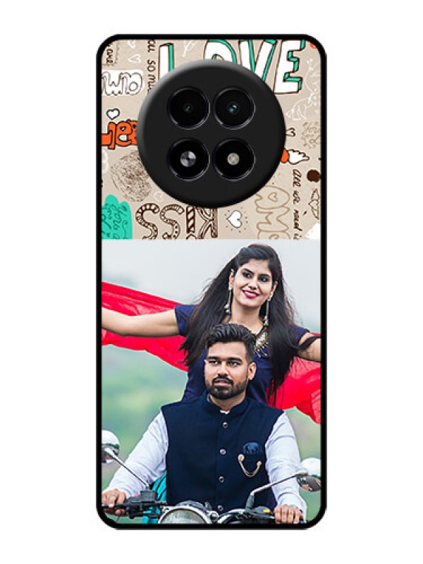 Custom Realme 13 5G Custom Glass Phone Case - Love Doodle Pattern