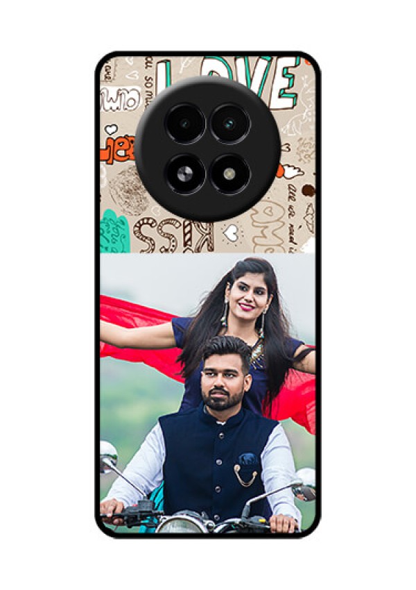 Realme 13 5G Custom Glass Phone Case - Love Doodle Pattern