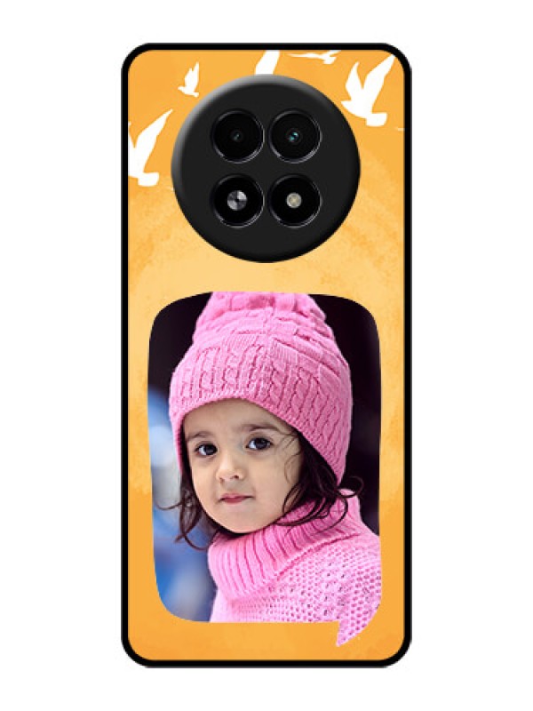 Custom Realme 13 5G Custom Glass Phone Case - Water Color Design With Bird Icons