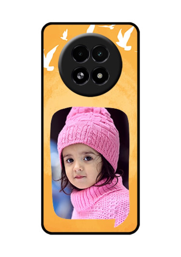 Realme 13 5G Custom Glass Phone Case - Water Color Design With Bird Icons