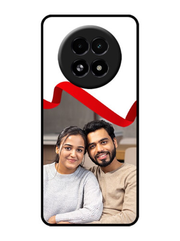 Custom Realme 13 5G Custom Glass Phone Case - Red Ribbon Frame Design