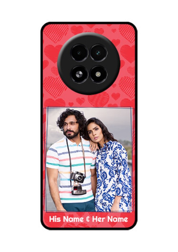 Realme 13 5G Custom Glass Phone Case - With Red Heart Symbols Design