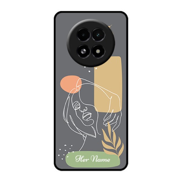 Realme 13 5G Custom Glass Phone Case - Gazing Woman Line Art Design Realme 13 5G Custom Glass Phone Case - Gazing Woman Line Art Design