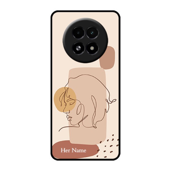 Realme 13 5G Custom Glass Phone Case - Calm Woman Line Art Design Realme 13 5G Custom Glass Phone Case - Calm Woman Line Art Design