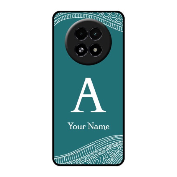 Realme 13 5G Custom Glass Phone Case - Line Art Pattern With Custom Name Design Realme 13 5G Custom Glass Phone Case - Line Art Pattern With Custom Name Design