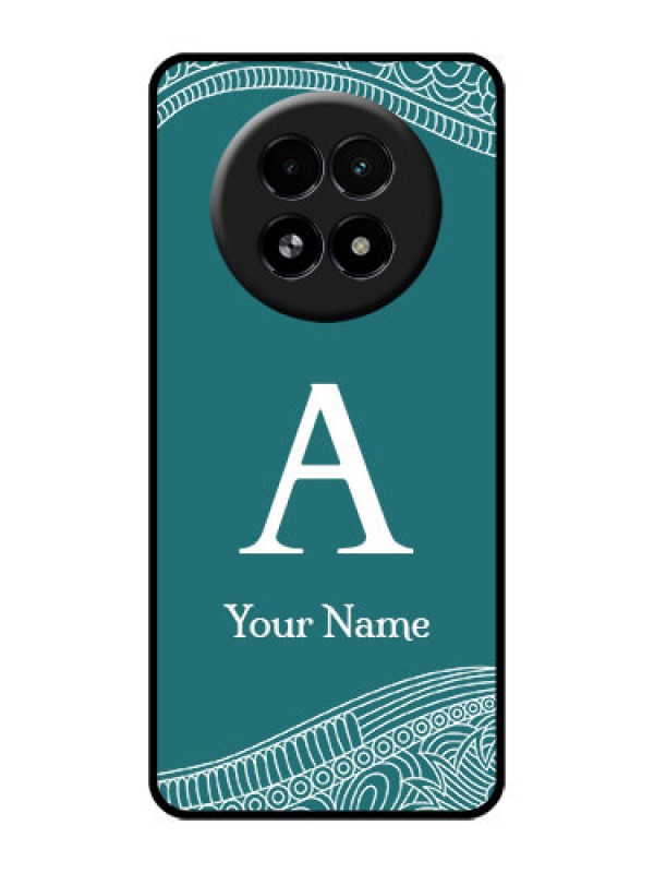 Custom Realme 13 5G Custom Glass Phone Case - Line Art Pattern With Custom Name Design