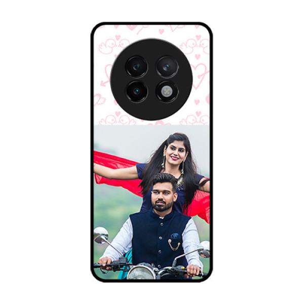 Realme 13 Plus 5G Custom Glass Phone CasePink Flying Heart Design Realme 13 Plus 5G Custom Glass Phone CasePink Flying Heart Design