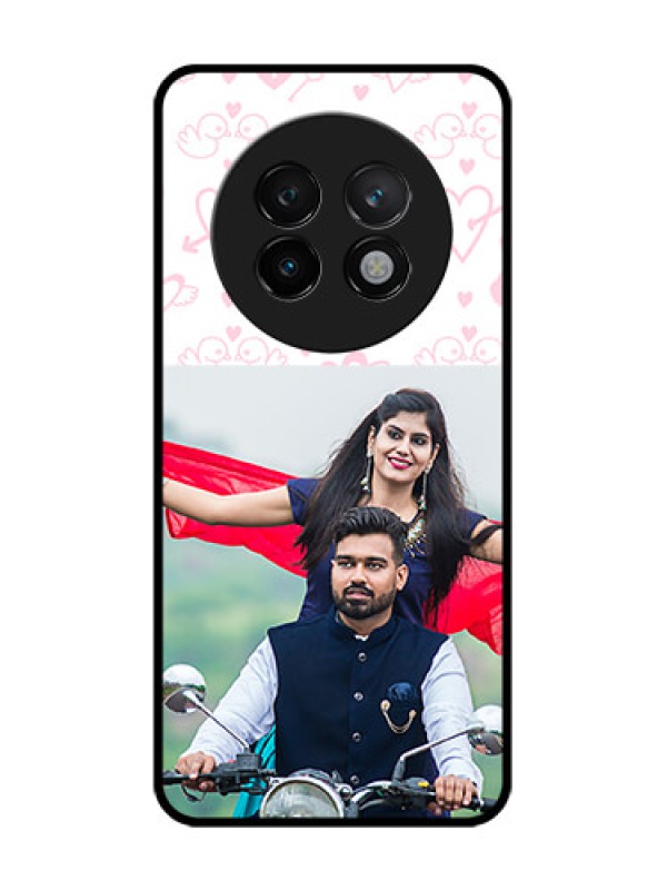 Custom Realme 13 Plus 5G Custom Glass Phone CasePink Flying Heart Design