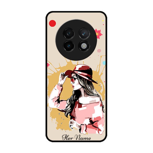 Realme 13 Plus 5G Custom Glass Phone CaseWomen With Pink Hat Design Realme 13 Plus 5G Custom Glass Phone CaseWomen With Pink Hat Design