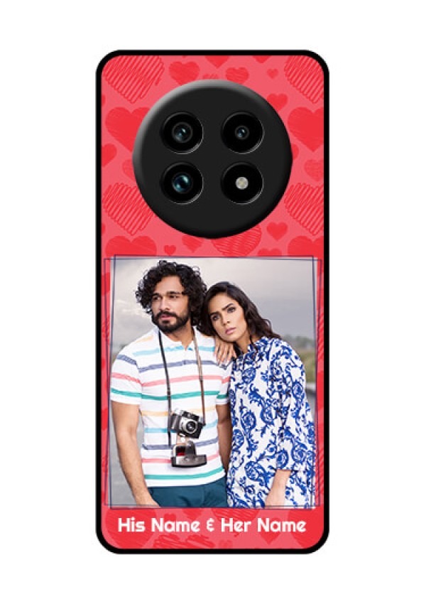 Realme 13 Pro 5G Custom Glass Phone Case - With Red Heart Symbols Design