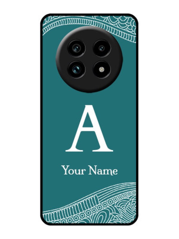 Custom Realme 13 Pro 5G Custom Glass Phone Case - Line Art Pattern With Custom Name Design