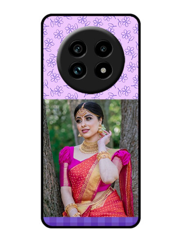 Custom Realme 13 Pro Plus 5G Custom Glass Phone Case - Purple Floral Design