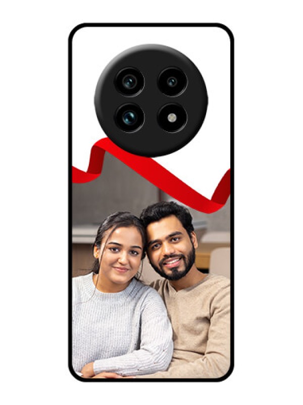 Custom Realme 13 Pro Plus 5G Custom Glass Phone Case - Red Ribbon Frame Design