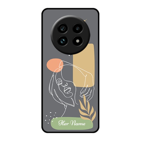 Realme 13 Pro Plus 5G Custom Glass Phone Case - Gazing Woman Line Art Design Realme 13 Pro Plus 5G Custom Glass Phone Case - Gazing Woman Line Art Design