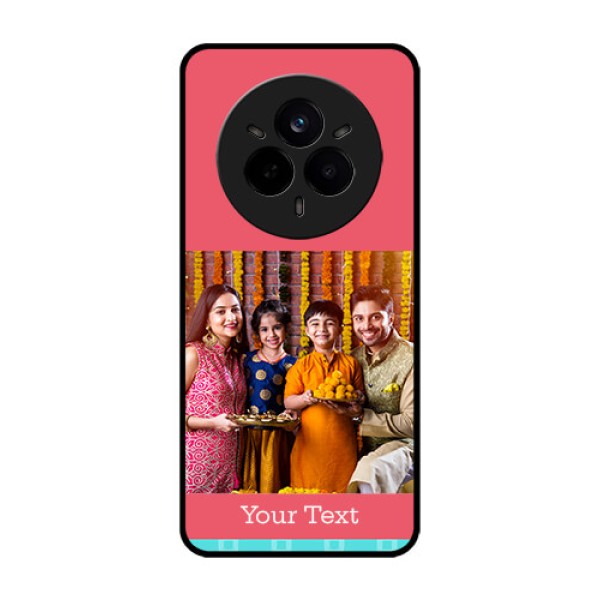 Realme 14 Pro 5G Custom Glass Phone CasePeach and Blue Color Design Realme 14 Pro 5G Custom Glass Phone CasePeach and Blue Color Design