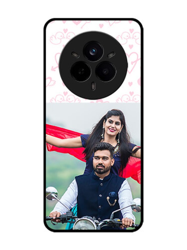 Custom Realme 14 Pro 5G Custom Glass Phone CasePink Flying Heart Design