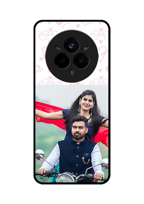 Realme 14 Pro 5G Custom Glass Phone CasePink Flying Heart Design