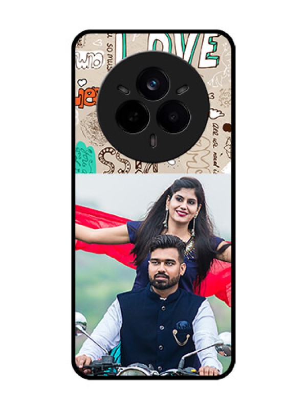 Custom Realme 14 Pro 5G Custom Glass Phone CaseLove Doodle Pattern