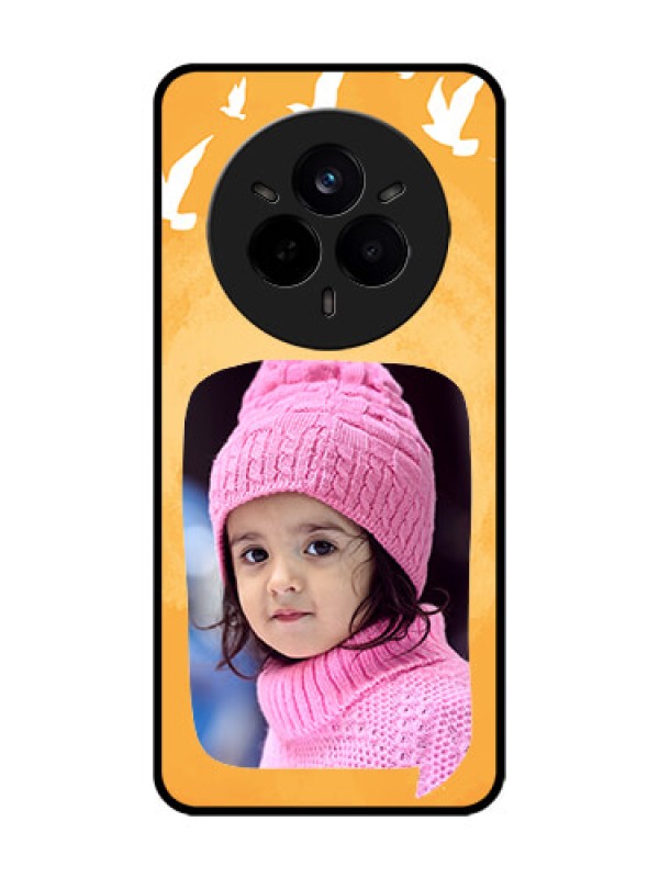 Custom Realme 14 Pro 5G Custom Glass Phone CaseWater Color Design With Bird Icons